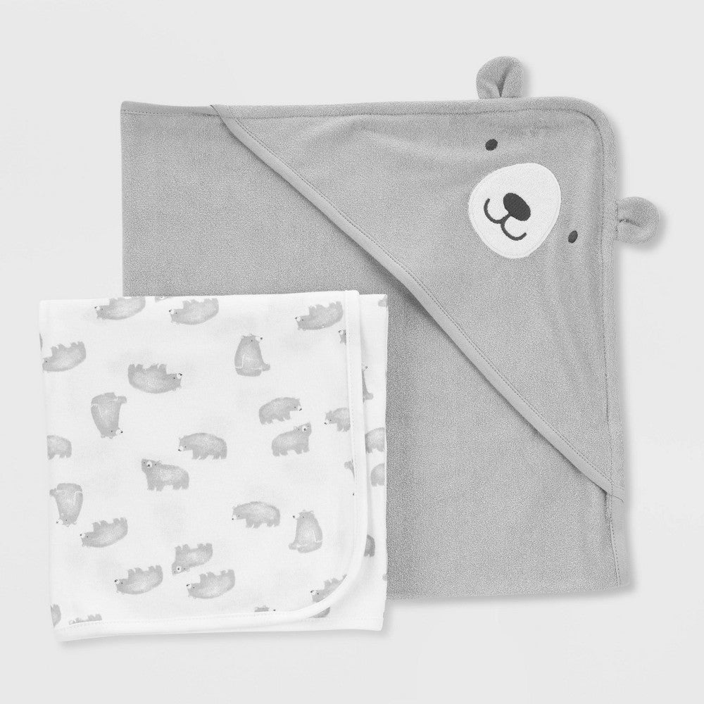 Carter's Just One You® Baby Bear Hooded Bath Towel - Gray - Bellso